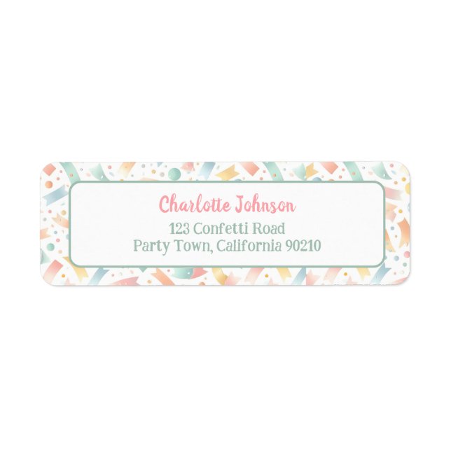 Colourful Birthday Confetti Cute Kid Return Addres Address Label (Front)