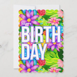 Colourful Birthday Floral Card – Hand Drawn Design