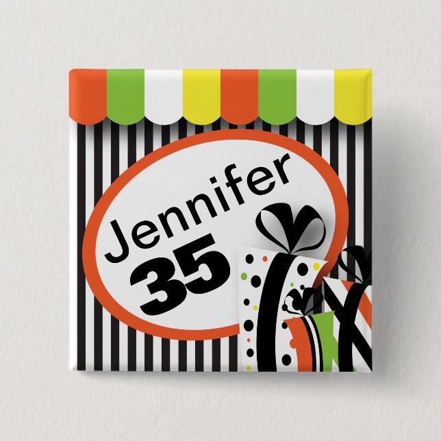 Colourful Birthday Fun 15 Cm Square Badge (Front)