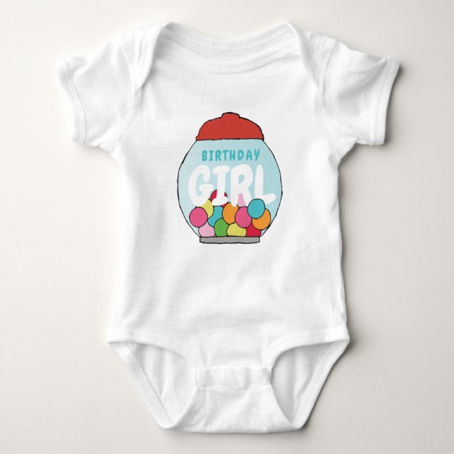 Colourful Birthday Gumball Theme Party GumballPart Baby Bodysuit (Front)