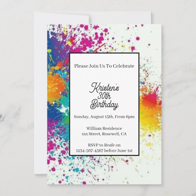 Colourful Birthday Invitation (Front)