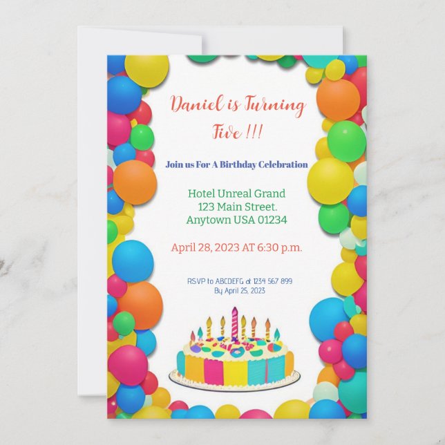 Colourful Birthday Invitation (Front)