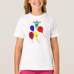 Colourful Birthday Party Balloons Name T-Shirt