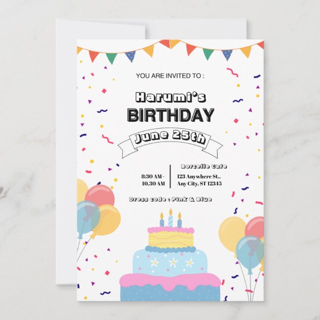 Colourful Birthday Party Invitation (Front)