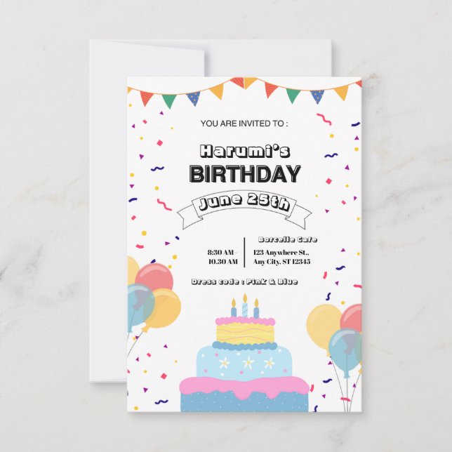 Colourful Birthday Party Invitation (Front)