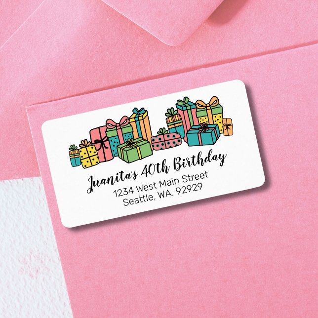 Colourful Birthday Party Return Address Label (Simple Cute Fun Presents Bright Colorful Birthday label)