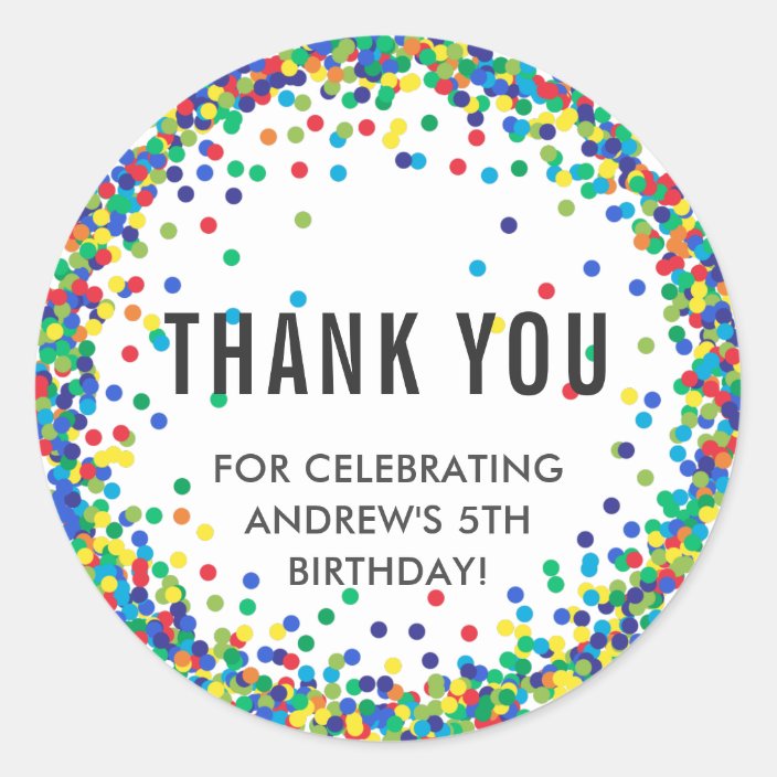 Colourful Birthday Party Thank You Stickers Zazzle