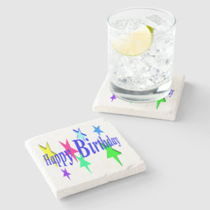 Colourful Birthday Stone Coaster
