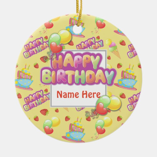 Colourful Birthday Sweets Ceramic Ornament (Front)
