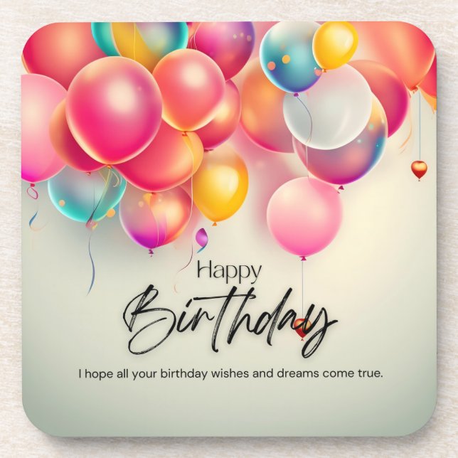Colourful Birthday Wishes Coaster (Front)
