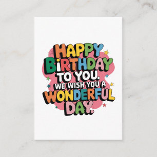 Colourful Birthday Wishes Enclosure Card