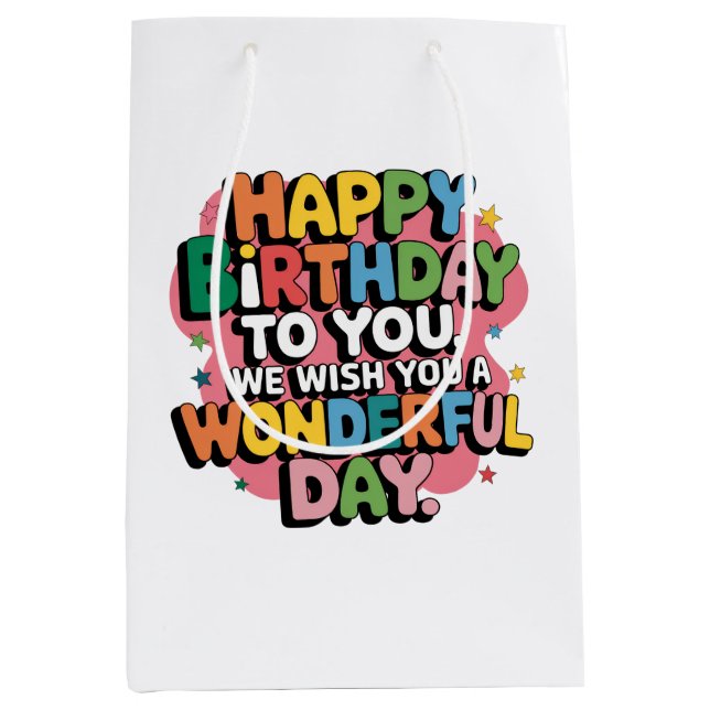 Colourful Birthday Wishes Medium Gift Bag (Front)