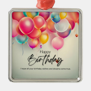 Colourful Birthday Wishes Metal Ornament