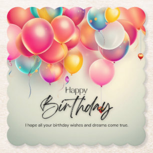 Colourful Birthday Wishes Paper Coaster