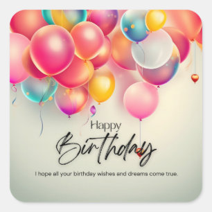 Colourful Birthday Wishes Square Sticker