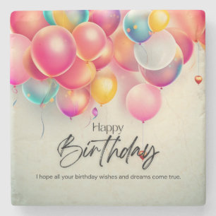 Colourful Birthday Wishes Stone Coaster