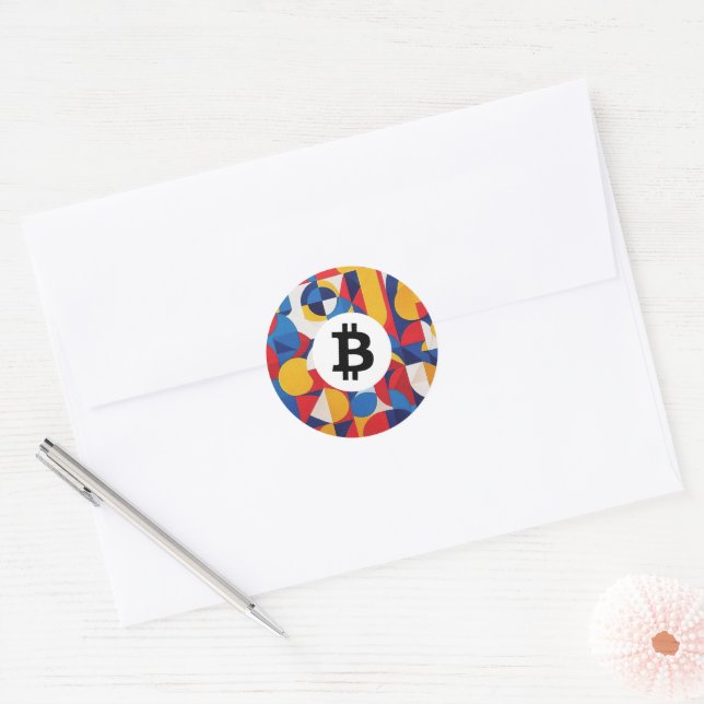 Colourful Bitcoin Classic Round Sticker (Envelope)