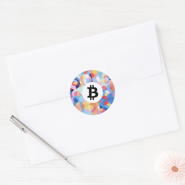 Colourful Bitcoin Classic Round Sticker (Envelope)