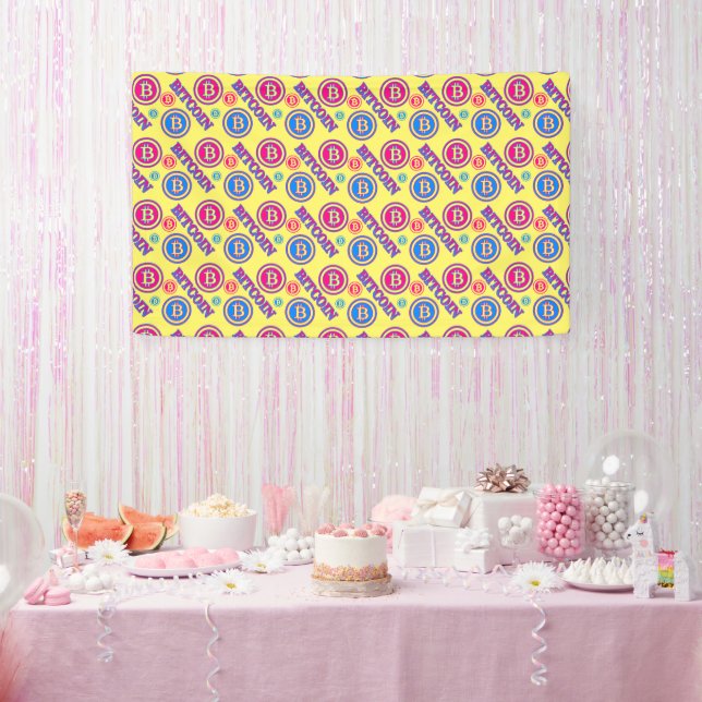 Colourful Bitcoin Pattern Banner (Party)
