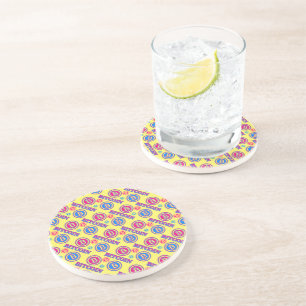 Colourful Bitcoin Pattern Coaster