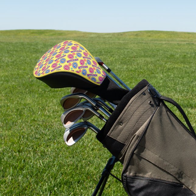 Colourful Bitcoin Pattern Golf Head Cover (In Situ)