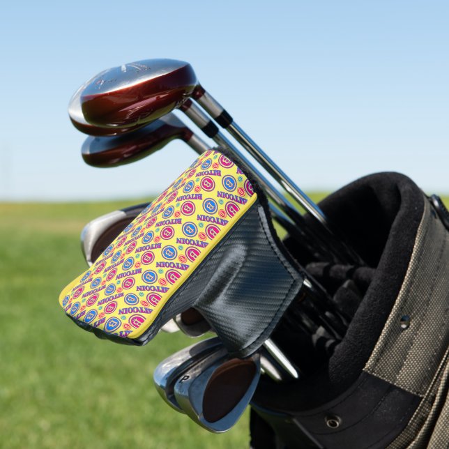 Colourful Bitcoin Pattern Golf Head Cover (In Situ)