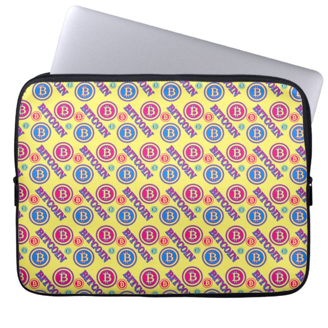 Colourful Bitcoin Pattern Laptop Sleeve (Front)
