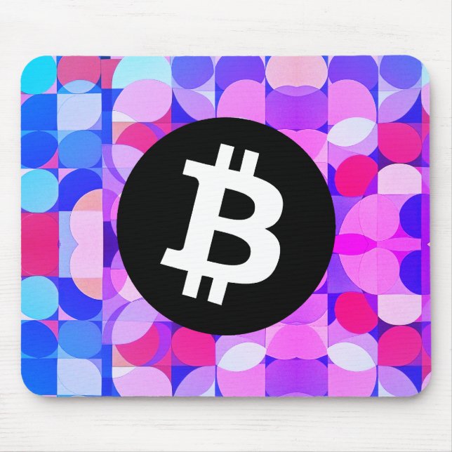 Colourful Bitcoin Pattern Mouse Pad (Front)