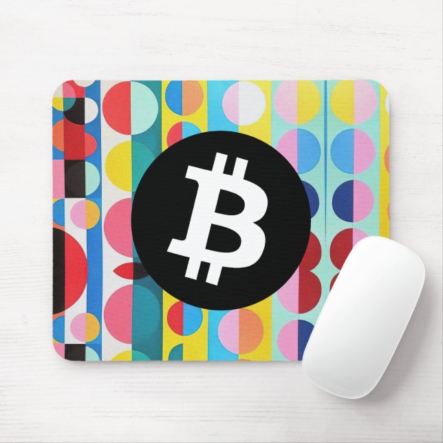 Colourful Bitcoin Pattern Mouse Pad (With Mouse)