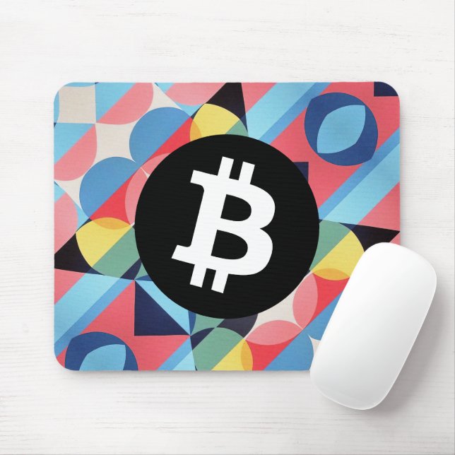 Colourful Bitcoin Pattern Mouse Pad (With Mouse)