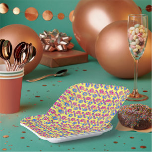 Colourful Bitcoin Pattern Paper Plate