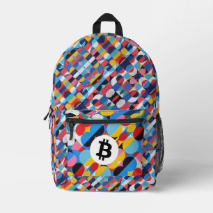 Colourful Bitcoin Pattern Printed Backpack