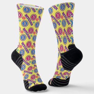 Colourful Bitcoin Pattern Socks