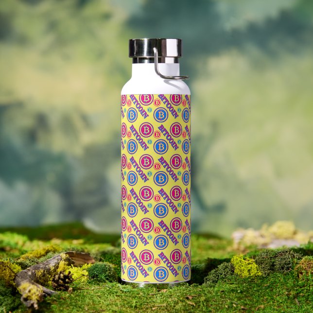 Colourful Bitcoin Pattern Water Bottle (Outdoor)