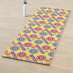 Colourful Bitcoin Pattern Yoga Mat