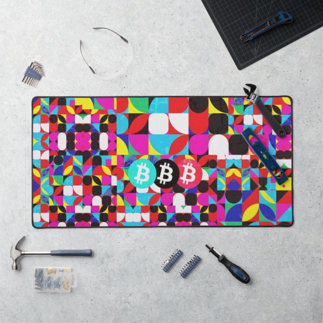 Colourful Bitcoin (Vibrant HD) Desk Mat (Workstation)