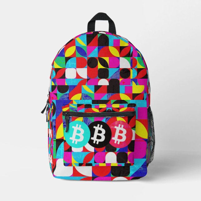 Colourful Bitcoin (Vibrant HD) Printed Backpack (Front)