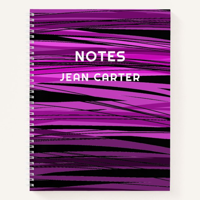 Colourful Black and Pink Modern Design Custom Text Notebook (Front)