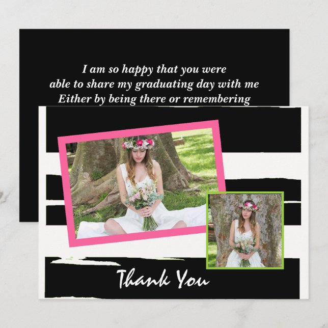 Colourful Black and White Photo Graduation Invitation (Front/Back)