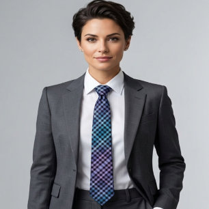 Colourful Black Blue Winter Spring Summer Chequere Tie