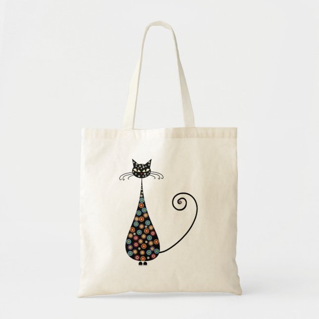 Colourful Black Cat Tote Bag (Front)