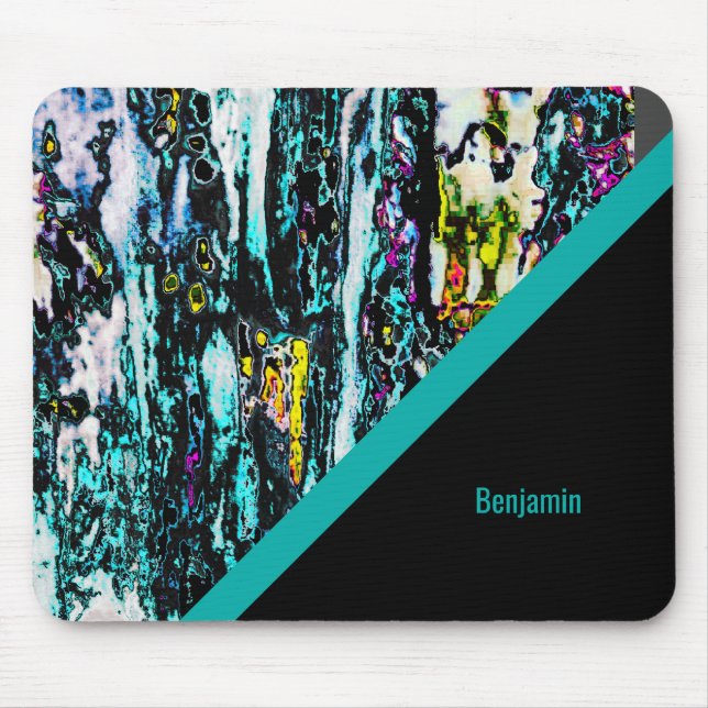 colourful + black chic cool marble mouse pad (Front)
