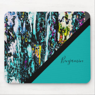 colourful + black chic cool marble mouse pad