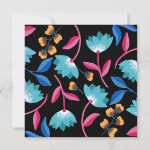 Colourful Black Floral Folk Art