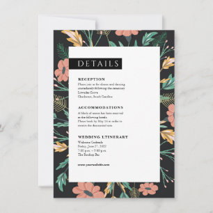 Colourful Black Floral Wedding Enclosure Card