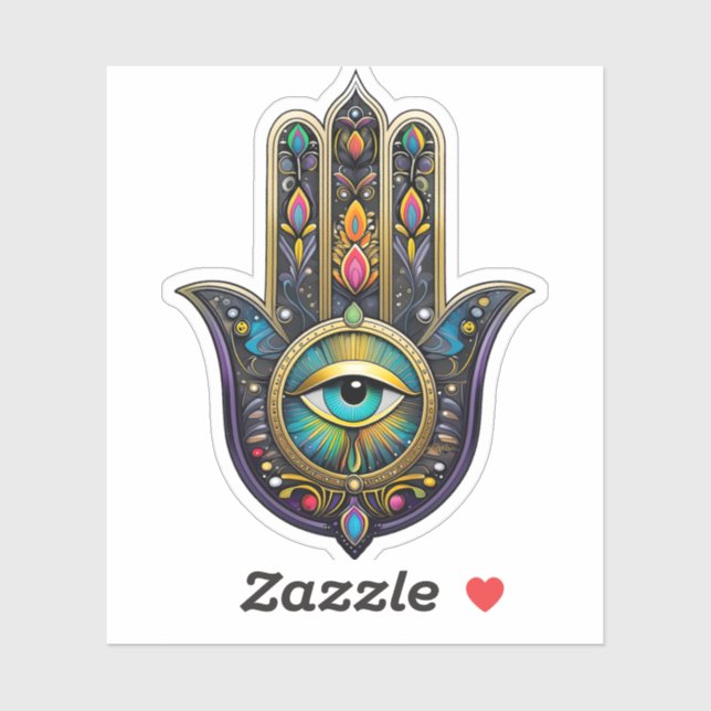 Colourful Black Gold Hamsa w/ Turquoise Third Eye (Sheet)
