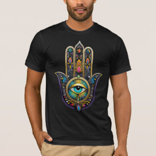 Colourful Black Gold Hamsa w/ Turquoise Third Eye T-Shirt