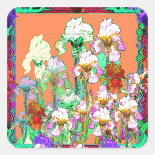 Colourful Black Iris Garden Art design by sharles Square Sticker