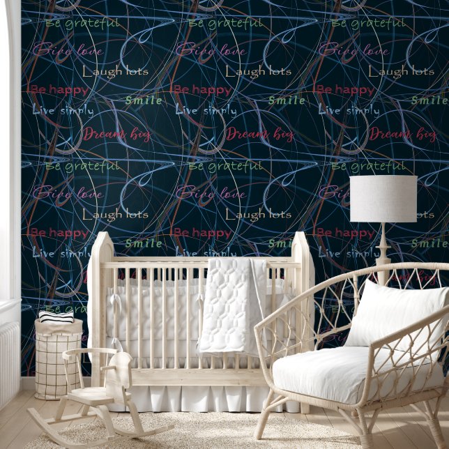 Colourful & Black Lettering & Abstraction Wallpaper (Kids)