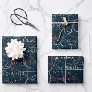 Colourful & Black Lettering & Abstraction Wrapping Paper Sheet